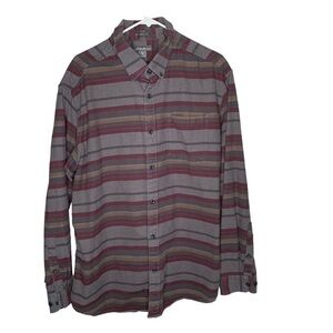 Eddie Bauer Mens X Large Flannel Shirt Plaid Relaxed Fit Long Sleeve gray red